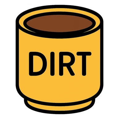 Remove the handle from the coffee cup, keep the word 'dirt' on it, with no background. sticker