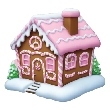 Pink gingerbread house with snow sticker