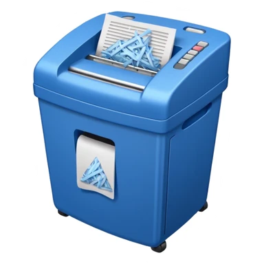 blue paper shredder with papers sticker