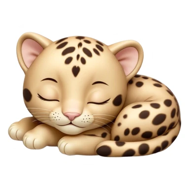 Meme-Worthy cute Sleeping Baby Panther Portrait Emoji, Head resting peacefully with a contented smile, showcasing a luxuriously soft, compact form and eyes gently closed in serene slumber, Simplified yet comically adorable features, highly detailed, glowing with a soft, drowsy glow, high shine, relaxed and utterly lovable, stylized with an air of playful laziness, bright and heartwarming, soft glowing outline, capturing the essence of a sleeping baby panther that feels destined to become the next viral icon of adorable rest! sticker