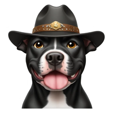 Black pitbull wearing cowboy hat sticker