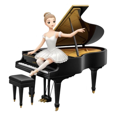 Piano Music Box with Dancer sticker