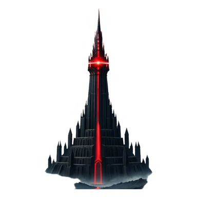 Barad Dúr from Lord of the Rings, Dark, giant Tower, with red laser beams shooting into the sky sticker
