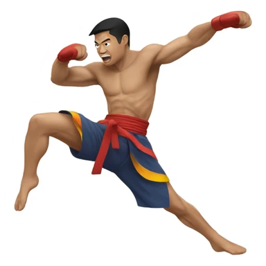 thai fighter throwing a flying knee sticker