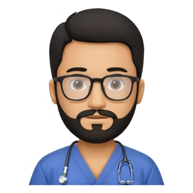 male with a scrubs and blanck hair and tan skin and beard and glasses sticker