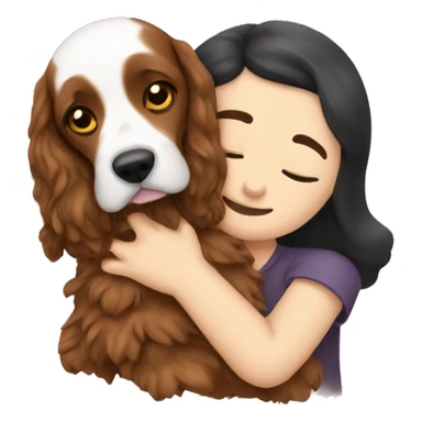A person cuddling an English Cocker Spaniel. sticker