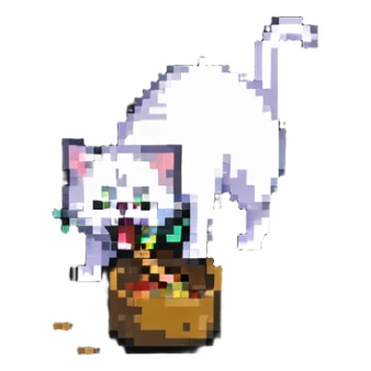 cat dropping food from its mouth sticker