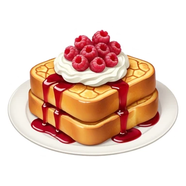 Raspberry and whip cream French toast on plate  sticker
