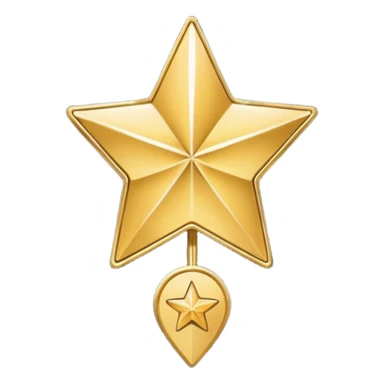 gold map pin with star, luxury feel, premium location, apple style emoji sticker