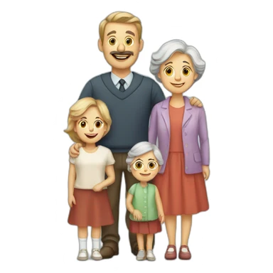 danish family with mom, dad, kid and grandma sticker
