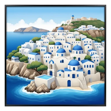 a greek island seen from the sea sticker
