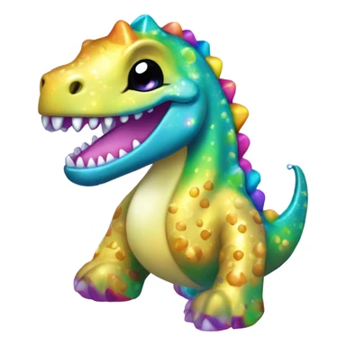 Lisa frank glitter pretty water dinosaur with fins and pearls sticker