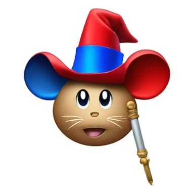 magic micke mouse, red cape, blue hat, magic wand, tickets logo, sticker