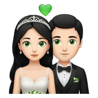 Black hair brown eyes bride. Brown hair green eyes groom.  sticker