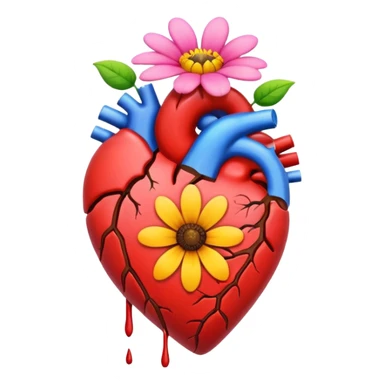 Heart growing a flower through a crack sticker