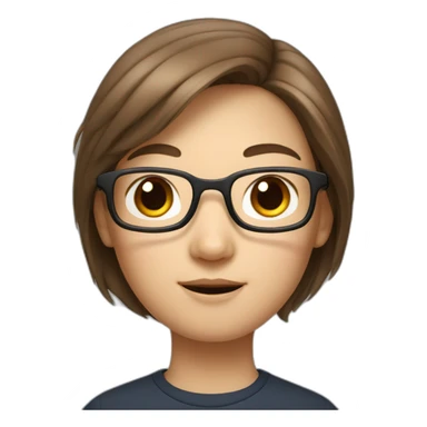 Tim cook with a brown hair Korean girl with eyeglasses sticker