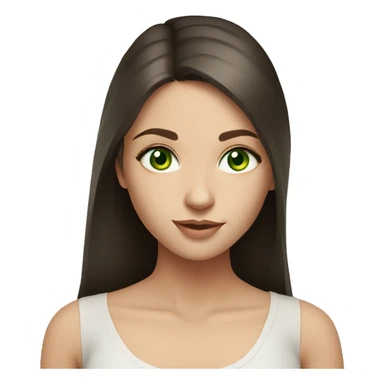 Beautiful Russian girl green eyes straight very long dark brown hair  sticker