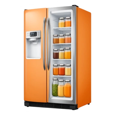 Hi refrigerator ! 
light orange color 
size: 512*512 
inside: full of ingridents sticker
