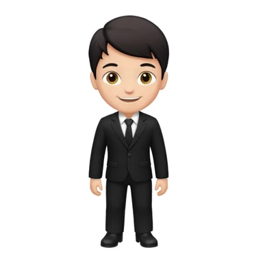 Maktab yonida kulib turgan qora kostyum shim kiygan bola rasmini chiqarib ber sticker