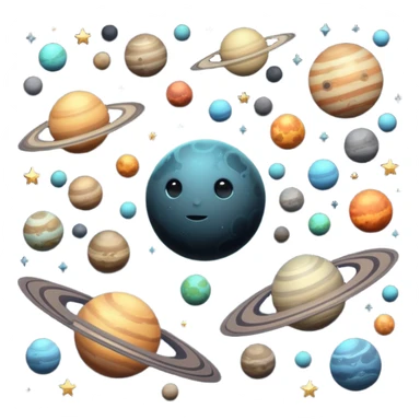 image of deep space, with planets, stars an a galaxy, in a distopian future. sticker