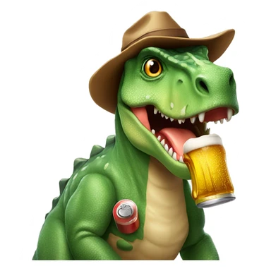 dinosaur with beer with hat ￼ sticker