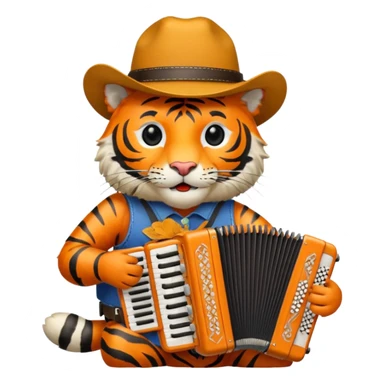 Tiger with cowboy hat playing accordion  sticker