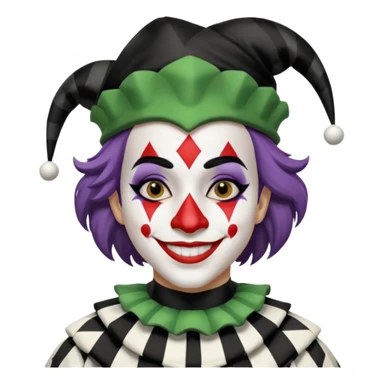 make a black and white jester with white makeup sticker