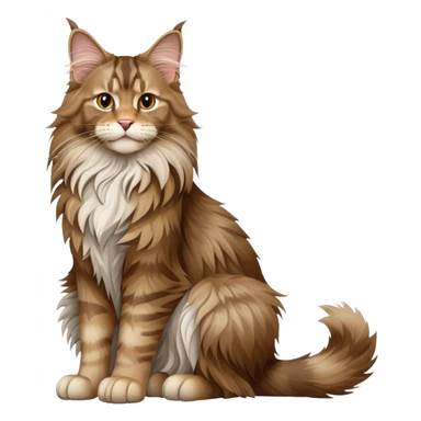 cinematic-[maine coon cat]-realistic-full-body-sitting-emoji,-tail-curled-playfully-around-its-paws,-head-tilted-dramatically,-scruffy-[maine coon]-fur,-simplified-yet-realistic-focused-features,-highly-detailed,-glowing-with-an-almost-sarcastic-glow sticker