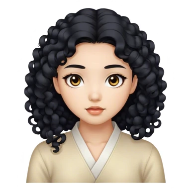 Beautiful girl,Black hair,curls，long hair,Black eyes,Chinese but i only want the face  sticker