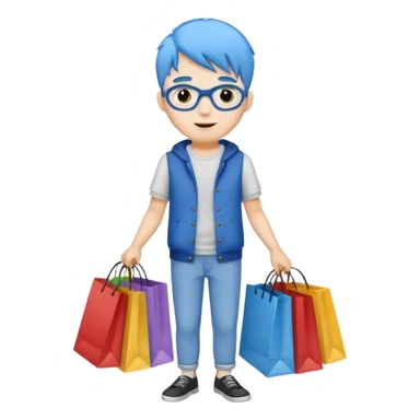 man with blue hair holding shopping bags sticker