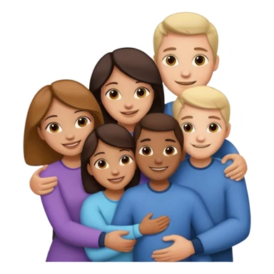 family of 5 hugging each other sticker
