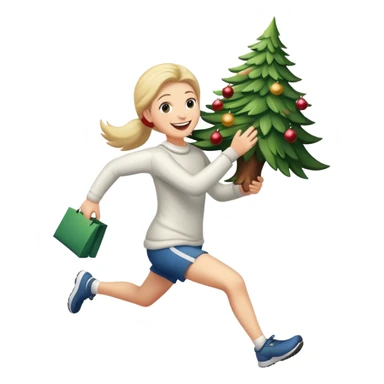 running with christmas tree sticker