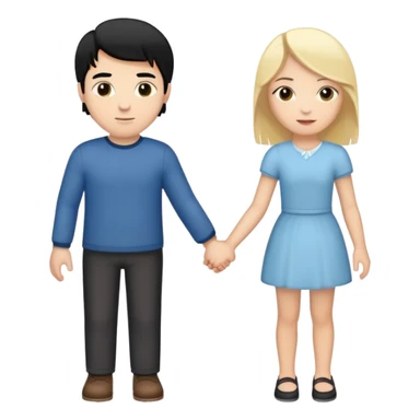 White man with black hair and white girl with blonde hair holding hands sticker