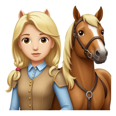 girl with blonde hair leading a horse sticker