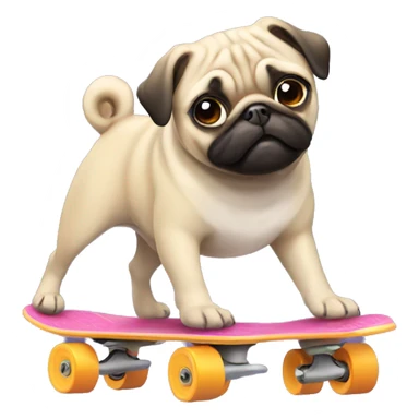 Pug rollerskating sticker
