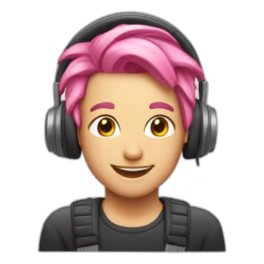 happy-head-pink-hair-headphones sticker