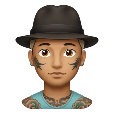 hat wearing tattooed man head sticker