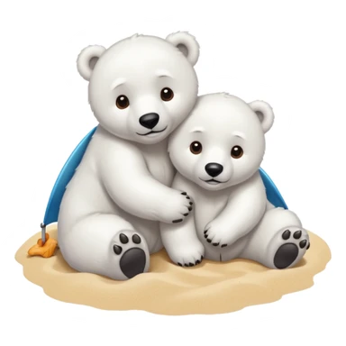 2 ours polaires à la plage sticker