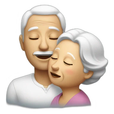 Singing man with closed eyes leaning against an old lady sticker