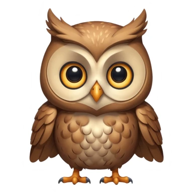 Create a single emoji of an Owl in full body, shown at a slight side angle in a natural, characteristic pose. Cute and stylized like an emoji, but clearly recognizable.
 sticker