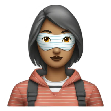 bank robber woman with eye mask and striped tshirt sticker