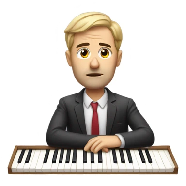 Bored teacher with piano sticker