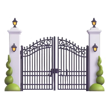 elegant house entrance with wrought iron fence and gate sticker