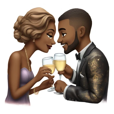 Romantic date for beautiful tattooed couple drinking champagne  sticker