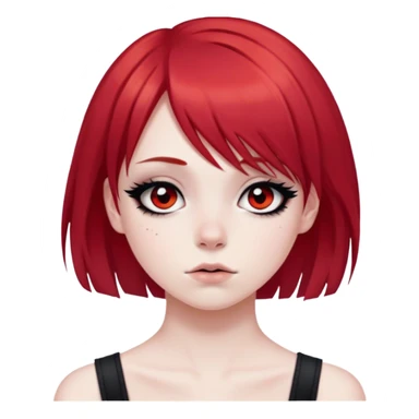 girl with red hair and side bang and emo eyeliner and pale sticker