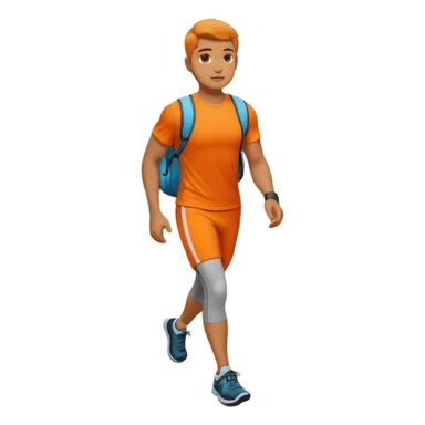 mach mir eine atheltischen typen mit orangener fitness kleidung der gerade einen sapziergang macht sticker