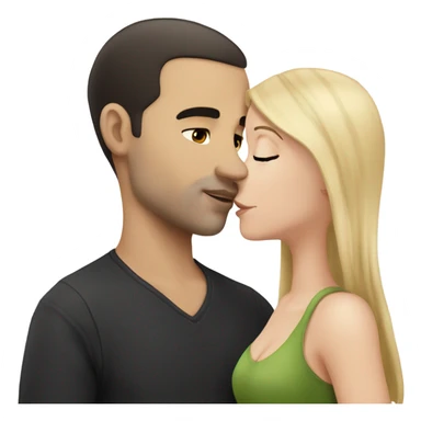 White girl dark hair kissing mixed bald man sticker