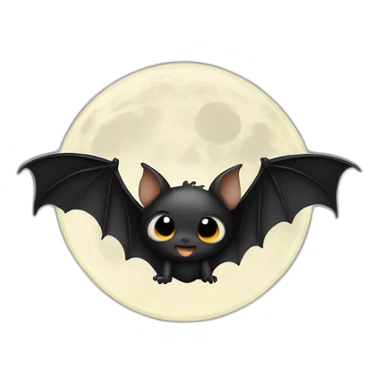 black baby bat wings in front of moon sticker