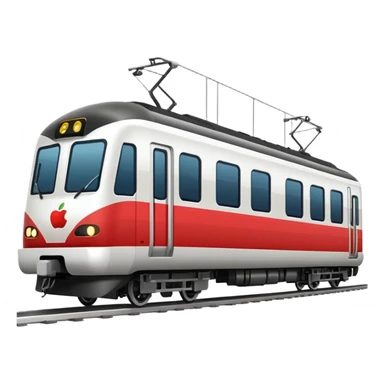 modern passenger train, white color, apple emoji style sticker