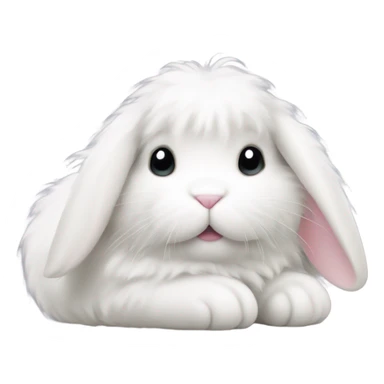 White fluffy floppy bunny curled up sticker